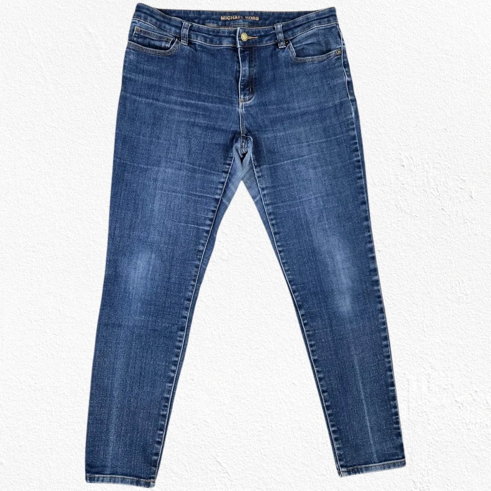 Michael Kors Medium Wash Mid Rise Ankle Classic Designer Skinny Jeans Size 8